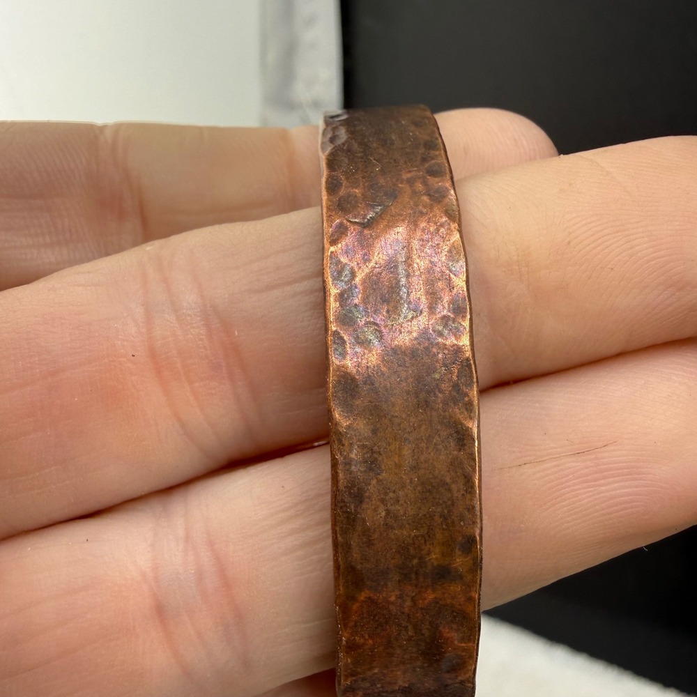 Vintage‎ Cuff Bracelet Copper Hammered Patina Rustic 6.5in